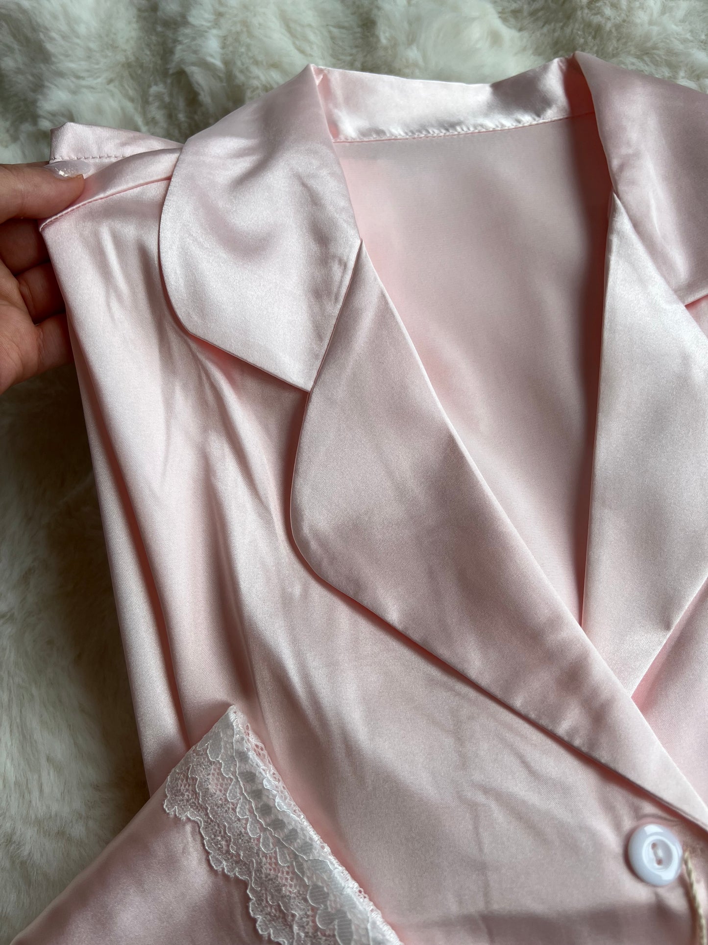 Pink Lace Satin Luxe Pyjama Set