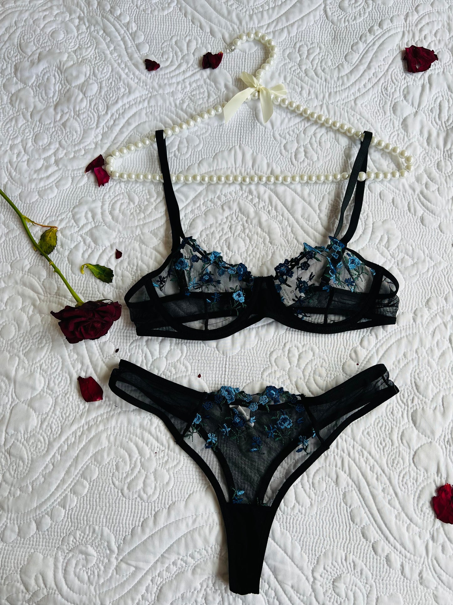 Navy Floral Lace